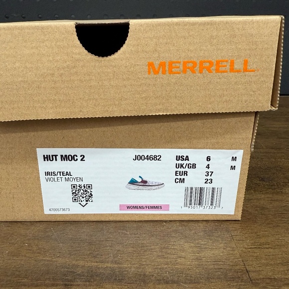New W/ Box! Women's Merrell HUT MOC 2 Iris Teal Slip On Outdoor Sneakers Size 6 - Picture 6 of 6